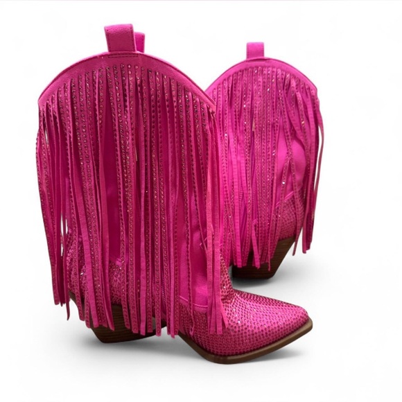 Pink Fringe Women's Cowboy Boots new Jessica Simpson women size 8M - Picture 1 of 6